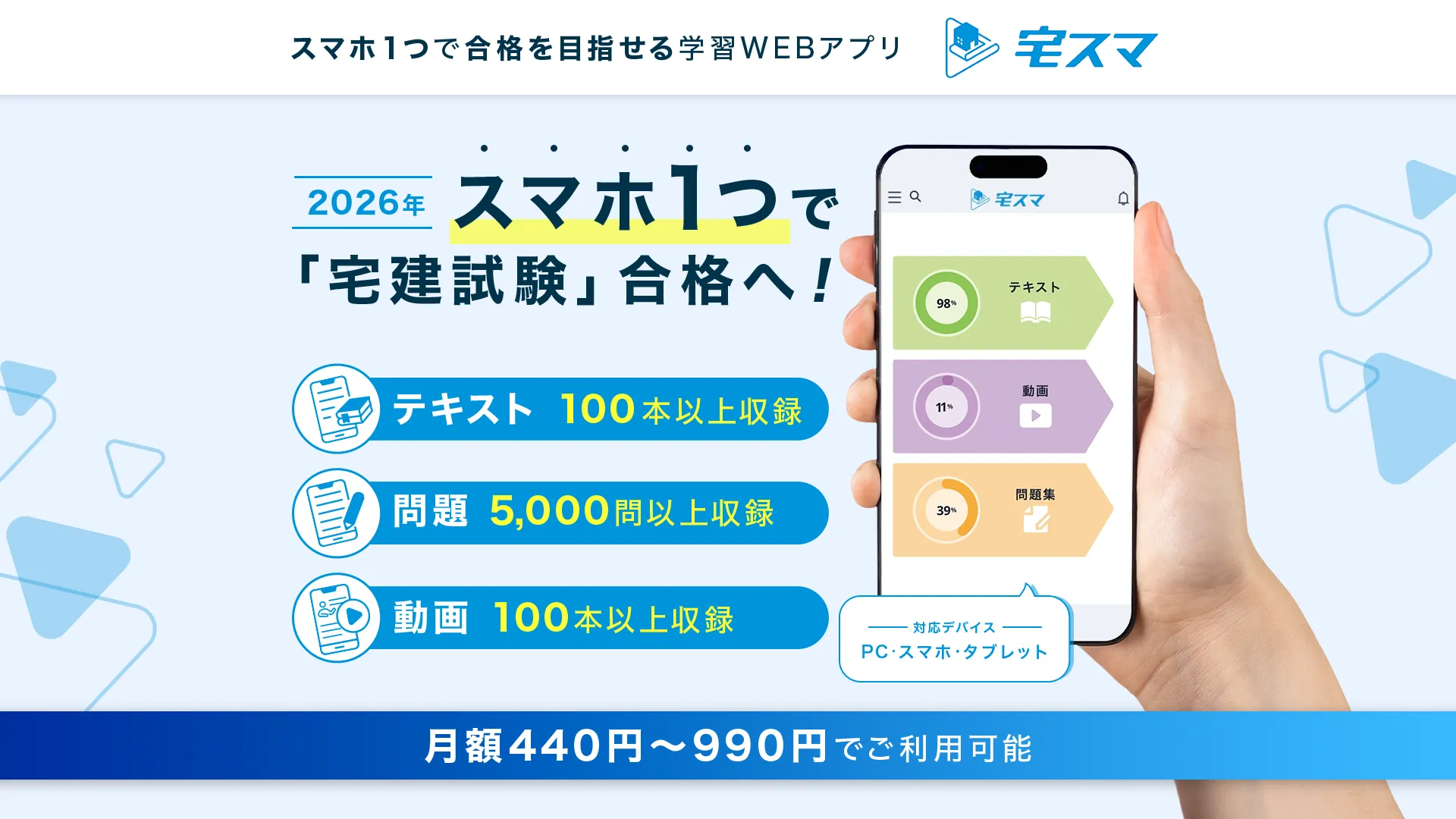 スマホ1つで宅建試験合格を目指せる学習WEBアプリ 宅スマ