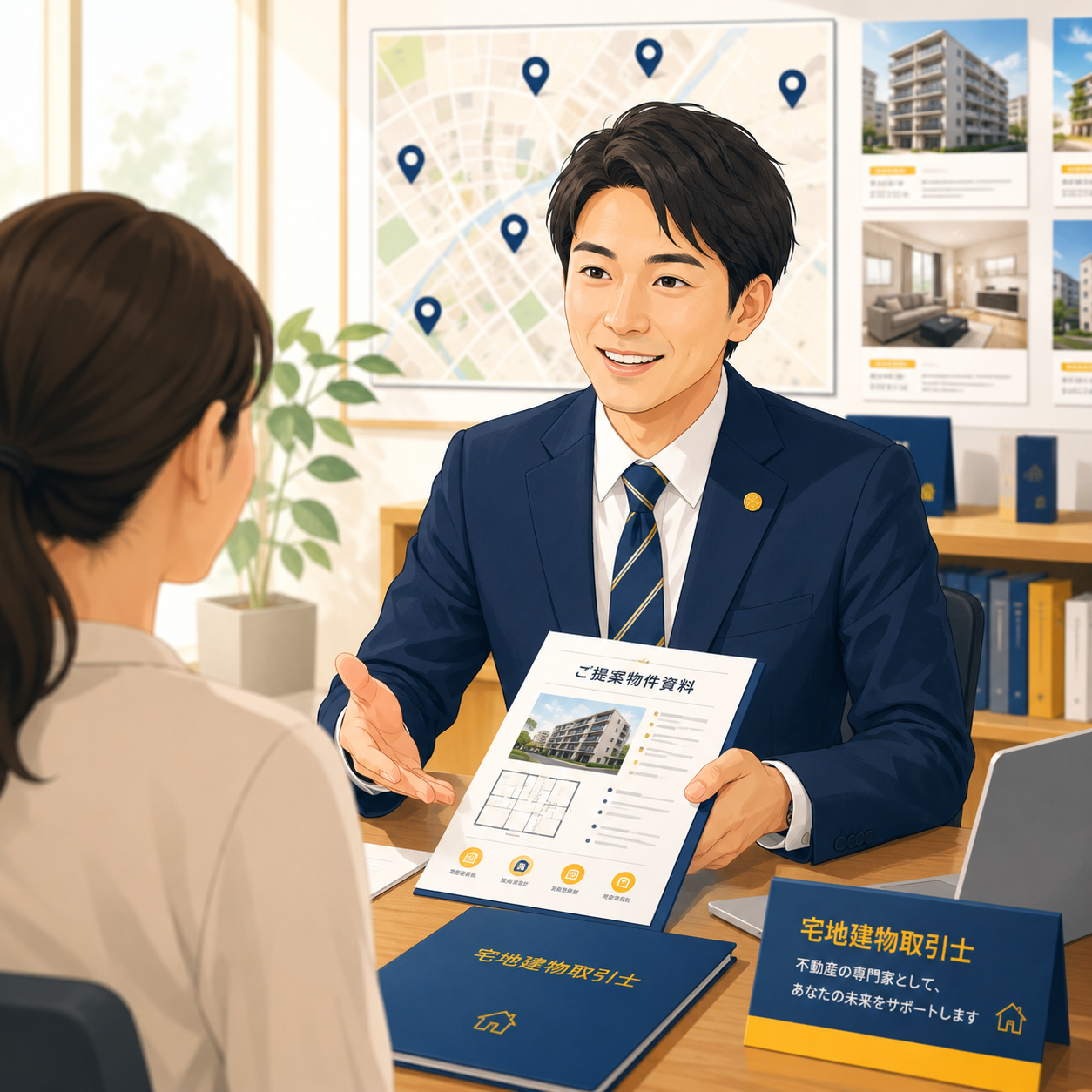 不動産会社オフィスでキャリアアップする宅建士